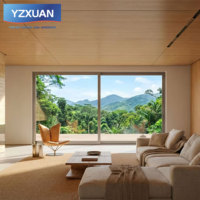 Puerta Corredera de Aluminio 6063-T5 con Rotura de Puente Térmico, de Tres Vías, de Alta Resistencia, Gran Vano, para Patio, con Doble Vidrio Templado Exterior, Personalizada
