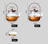 Théière en verre borosilicate soufflé à la main, motif grain de marteau, avec poignée et couvercle en bois, 800 ml, moderne, pour fêtes, écologique, usage domestique