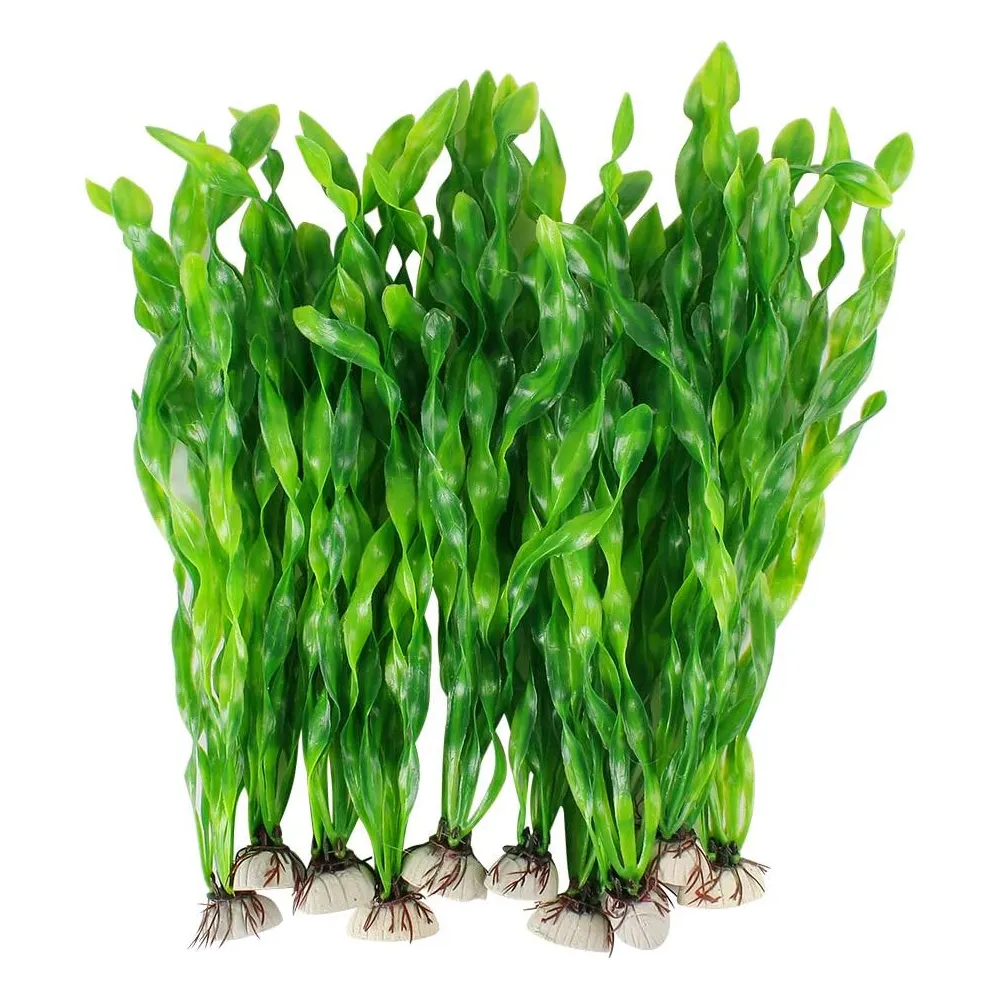 10pcs Green Fish Tank Decorations  Aquarium Decor Plastic Plants Artificial Seaweed Water Plants for Aquarium