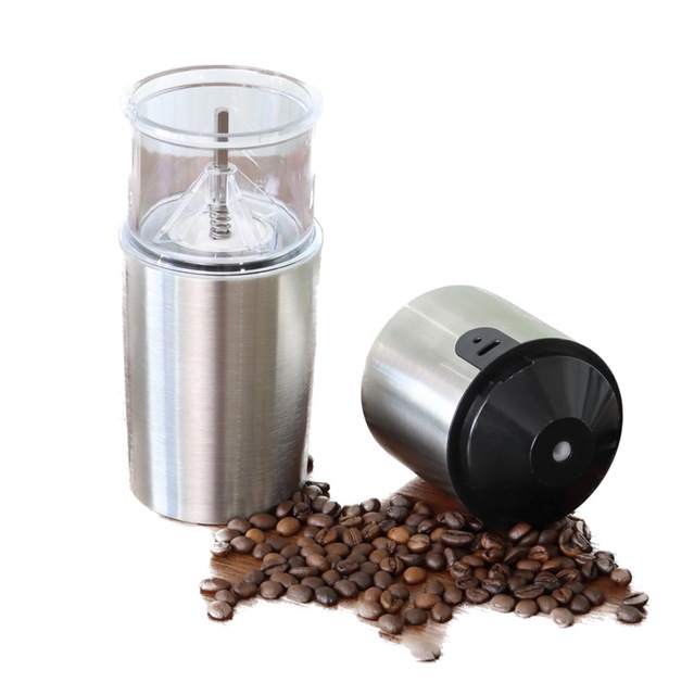 Portable USB Rechargeable Automatic Electric Coffee Bean Grinder Sleek Grey/Black for Camping