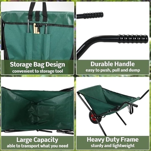 Collapsible Folding Lightweight Gardening Wheelbarrow Heavy Duty Oxford Cloth Green Lawn <strong>Cart</strong> for Grass - Product Image 5