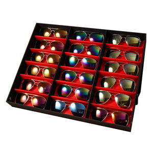 Présentoir rectangulaire pliable <span class=keywords><strong>pour</strong></span> lunettes de soleil, 18 emplacements, en papier et cuir, <span class=keywords><strong>pour</strong></span> magasin de détail - Product Image 5