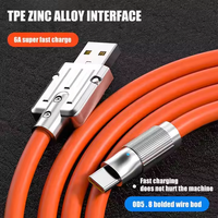 Kabel USB Type-C Silikon dengan Pelindung Anyaman, Konduktor Tembaga Murni, Pengisian Cepat 120W 3A, Warna Oranye, untuk Komputer, Kamera, Earphone 540