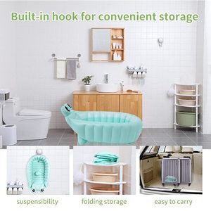Baignoire gonflable pour bébé, pliable, design grenouille, avec crochet pour nouveau-né et tout-petit - Product Image 5