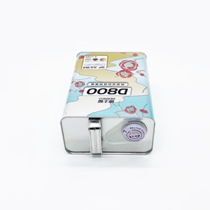 Boîtes en fer blanc rectangulaires de 4 L pour huile moteur avec logo personnalisé, bouchon à pression, impression offset et finition laquée - Product Image 3