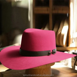 Chapeau de cowboy unisexe en laine gris clair à large bord, Fedora artisanal pour l'extérieur, printemps-automne, 56-58 cm, style décontracté - Product Image 2