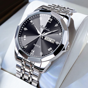 Trendy quartz <b>watch</b> for men with skeletonized case back business-style waterproof luminous and fashionable. - Product Image 2