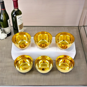 Ensemble de 6 bols en acier inoxydable plaqué or PVD, poli, durable, écologique, passe au lave-vaisselle, bols de service pour la cuisine - Product Image 3