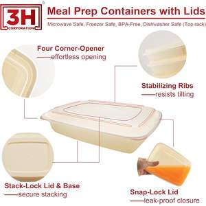 Contenants de préparation de repas réutilisables [Lot de 150, 58 oz] Contenants alimentaires à emporter avec couvercles - Sans BPA, compatibles micro-ondes/lave-vaisselle/congélateur - Product Image 3