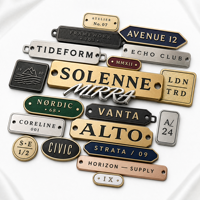 Plaque décorative personnalisée en alliage de zinc, logo de marque de vêtements en relief 3D, étiquette métallique gravée, étiquettes métalliques pour sacs à main, lettres métalliques pour vêtements