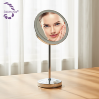 Espejo de Vanidad LED de Nuevo Estilo con Luz USB, Espejo Cosmético Redondo Iluminado para Baño y Hotel