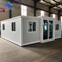 Casa Contenedor Expandible de 20 pies/40 pies con Puerta Corredera de Vidrio, Estructura de Acero Impermeable, Villa Modular Móvil para Alquiler en Resorts