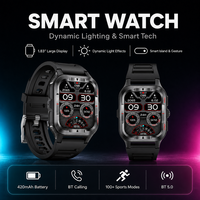 Montre connectée Light Effect Smart Island 1.83 TFT BT 5.0 avec fonction appel, batterie 420mAh, mesure de la pression artérielle, de l'oxygène sanguin, suivi du sommeil, étanche IP67
