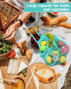 Farmers Mesh Grocery <strong>Bag</strong> Beach <strong>Bags</strong> Bulk Reusable Cotton <strong>Net</strong> Aesthetic Portable Tote with Handles for Fruit Vegetable - Product Image 6