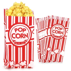 Paper Popcorn Holders Grease Red and White Striped personalized reasonable price popcorn bags paper