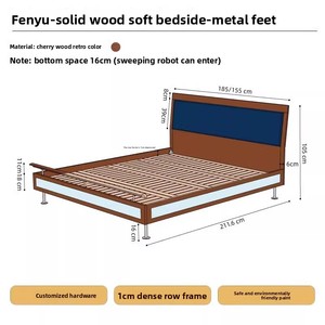 <span class=keywords><strong>Cama</strong></span> Doble Moderna Tapizada Lumio, Color Madera de Cerezo, Respaldo Suave, Madera Maciza, Dormitorio Principal, <span class=keywords><strong>Segunda</strong></span> <span class=keywords><strong>Mano</strong></span>, 2 Años de Garantía - Product Image 6