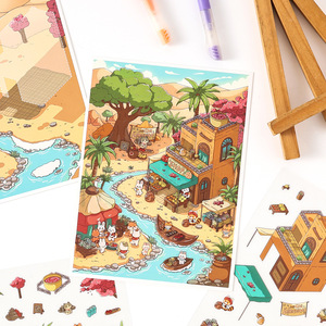 <span class=keywords><strong>3</strong></span> autocollants par paquet, série Oasis Journey, autocollants de paysages créatifs, autocollants 3D pop-up pour enfants - Product Image 4