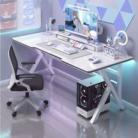 Table de jeu PC en métal noir durable, nouveau design ergonomique, bureau informatique avec espace de rangement, gain de place pour le bureau à domicile