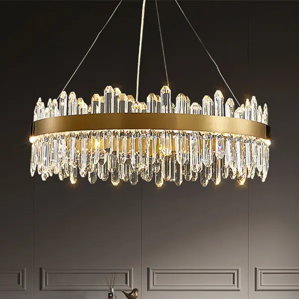 Post-modern Light Luxury Living Room Glass Pendant Light Creative Round Led Crystal Chandeliers For Villa Restaurant Redroom