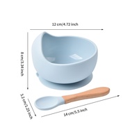 Bol à ventouse en silicone couleur pastel avec cuillère assortie, ensemble d'alimentation pour tout-petits au design moderne et mignon, idéal pour cadeau de naissance