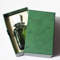 Caja de papel cosmética de diseño de lujo con MOQ bajo, cuadrada, para botellas de perfume vacías de 30ml, 50ml y 100ml, con caja dorada.