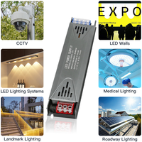 Boîtier en aluminium ultra-fin avec remplissage de colle, transformateur pour bande lumineuse LED linéaire, driver LED AC-DC 12V/24V 60W-400W, éclairage public