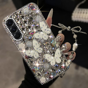 SP124 - Funda de <span class=keywords><strong>Alta</strong></span> <span class=keywords><strong>Gama</strong></span> con Corte de Diamante para <span class=keywords><strong>Samsung</strong></span> <span class=keywords><strong>Galaxy</strong></span> S25s21 Plus con Diseño de Mariposa con Incrustaciones de Diamantes - Product Image 2