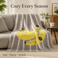 Bananen-Wurfdecke Grau Gestreift Weiche Fleece-Decke Maschinenwaschbar AZO-frei Leichtgewichtig Warm für Sofa Schlafzimmer Zuhause Großhandel