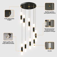 9-lumière Îlot De Cuisine Moderne Dimmable LED Moderne Noir Or Plafond Pendentif Lumière Salon Chambre Foyer LED 54W Escaliers