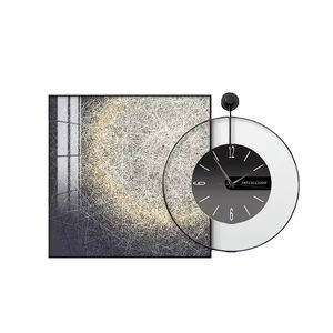 モダンホームデコレーション絵画壁時計シンプル背景壁リビングルームダイニングルーム時計クリスタル磁器絵画 - Product Image 4