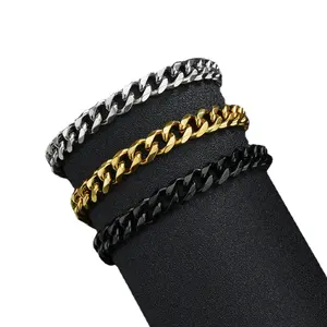 Bracelet cubain de meulage à six côtés en acier inoxydable chaud transfrontalier personnalité simple hop ster sol fabricants de bijoux cool s