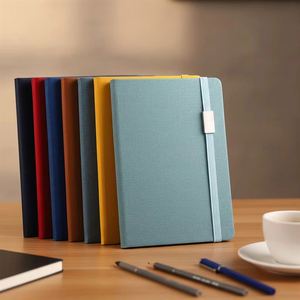 Papeterie personnalisée, carnet en cuir A5 personnalisé, couverture rigide, impression promotionnelle, reliure, sangle élastique pour entreprise - Product Image 1