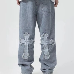 Jeans de Hombre Estilo Hip Hop, Bordados, Anchos y Holgados, Pantalones Vaqueros de Moda Urbana - Product Image 1