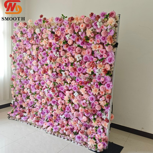 Mur floral artificiel enroulable 8x8 pieds, rose et violet, pour décoration de mariage, toile de fond florale personnalisable et réutilisable, vente en gros - Product Image 2