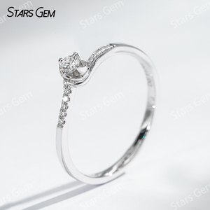 Starsgem 0.1ct 2,8mm redondo corte brillante laboratorio cultivado diamante 18K Oro Blanco clásico Unisex solitario lado diamante anillo de compromiso - Product Image 2