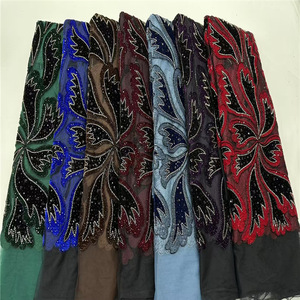 Tissus en dentelle à sequins de haute qualité nigérians, dentelle douce pour robes de mariée et de soirée - Product Image 4