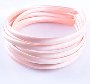 10Mm Satijn Hoofdband Meisjes Stof Bedekt Haarbanden Plastic Hoofdbanden Kids Elastische Haarbanden Haar Accessoires