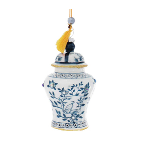 Mini adornos de árbol de bolas de Navidad, frascos colgantes de vidrio azul y blanco - Product Image 4