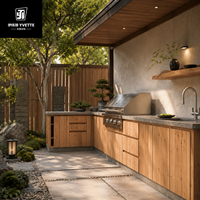 Meuble de cuisine extérieur moderne en MDF, résistant aux intempéries, pour patio, jardin, barbecue et usage en arrière-cour, directement de l'usine