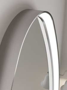 Miroir de salle de bain LED asymétrique en forme de larme, design moderne à éclairage latéral, panneau de commande tactile, étanche IP44, garantie 3 ans, argent - Product Image 4
