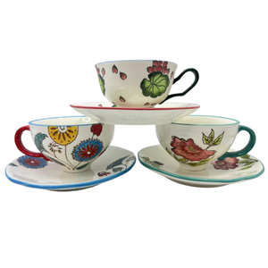 Wholesale 280ml Chinese Style Flower Ceramic Coffee Mugs & Tea <b>Cups</b> <b>Set</b> with Plate Customizable Eco-Friendly Gift - Product Image 1