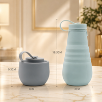 Bouteille d'eau en silicone de 800 ml avec mousqueton, design portable anti-fuite pour les activités de plein air et le camping