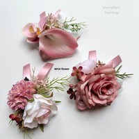 Nouvel Arrivage Professionnel : Corsage de Mariée et Fleur de Poignet de Marié en Soie Style Coréen, Lys Calla, pour Cérémonie de Mariage et Photographie, Rose