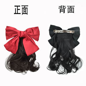 วิกผมหางม้าแฟชั่นพร้อมโบว์สีแดงสำหรับผู้หญิงสไตล์ธรรมชาติคลิปหนีบผมฟูพกพาสะดวกสำหรับการถ่ายภาพการเดินทางอุปกรณ์เสริมผม - Product Image 3