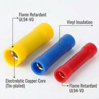 Conectores de Empalme Aislados de Vinilo 22-2 AWG, Terminales de Crimpado de Alambre de Cobre Electrolítico Estañado, Serie UL94-V0 BV, Rojo y Azul