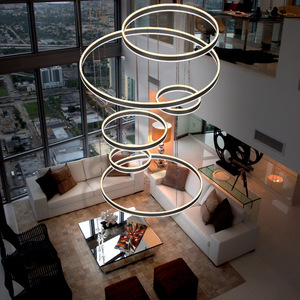 Modern <b>LED</b> Pendant <b>Light</b> Gold Stainless Steel Adjustable Height Chandelier Living <b>Room</b> Remote Control AC85-265V Dimmable 3500K - Product Image 6
