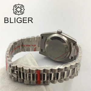 BLIGER 36mm/39mm <span class=keywords><strong>Montre</strong></span> Mécanique Homme avec Mouvement NH35 <span class=keywords><strong>Bracelet</strong></span> Président Lunette Cannelée Verre Saphir Bleu/Noir/Vert/Blanc - Product Image 5