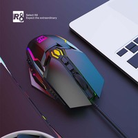 R8 7D 7200DPI desain ergonomis, Mouse Game komputer Desktop berkabel USB 2.0 RGB dengan lampu LED