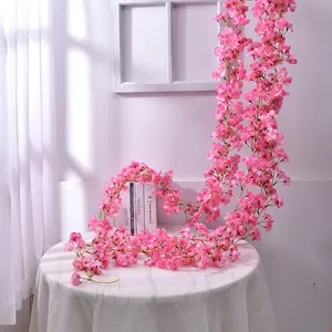 <span class=keywords><strong>Guirlande</strong></span> de fleurs artificielles en fleurs de cerisier roses de 1,8 mètre, idéale pour la décoration de mariage - Vente chaude, qualité supérieure - Product Image 5