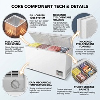 Congélateur horizontal grande capacité pour viande, réfrigérateur commercial, congélateur coffre profond pour crème glacée, réfrigérateur domestique pour viande, supermarché